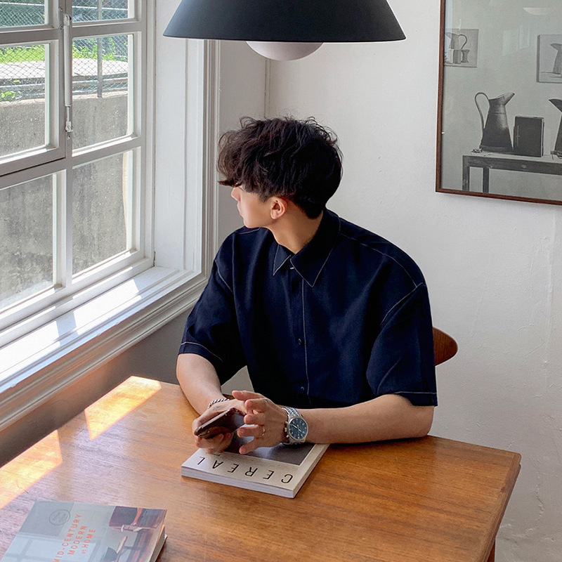 Loose Short Sleeved Men's Shirt