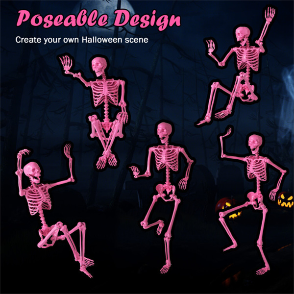 5.5 FT Pink Halloween Skeleton Decor  - No Assembly Needed, Integrated Hanging Rope, Playful-Spooky Vibe for Parties/Yards-19