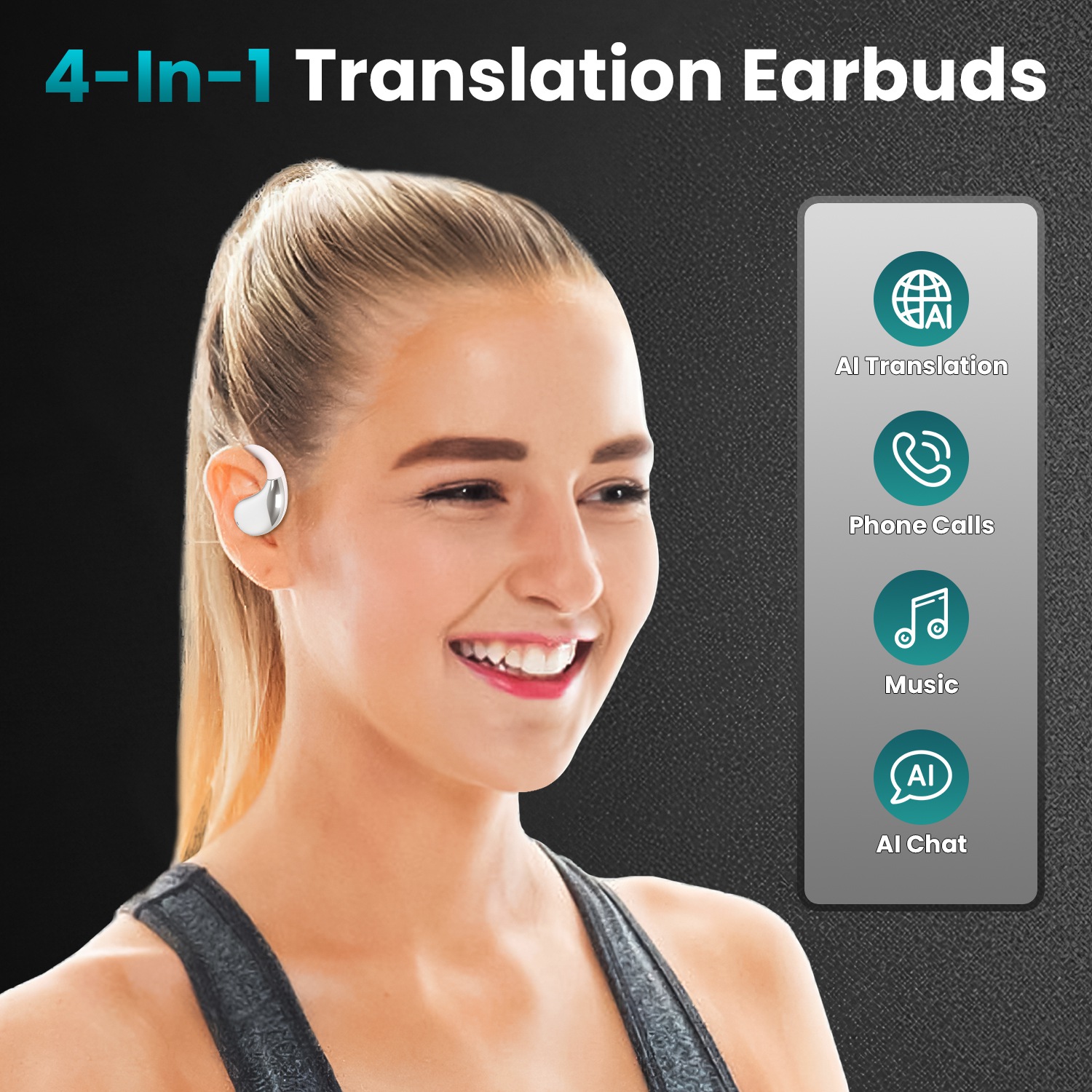 Open-Ear AI Translation Earbuds 165-Language Real-Time AI Headphone Wireless 5.4 Translating Earbuds With Charging Case For Travel Meetings Language Learning thumbnail 10