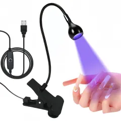 Goose Neck Nail Lamp USB Clip 395 Phototherapy Lamp Nail Polish UV Glue Curing Lamp Purple Light Lamp Nail Art Straight Lamp - Biack - View 1