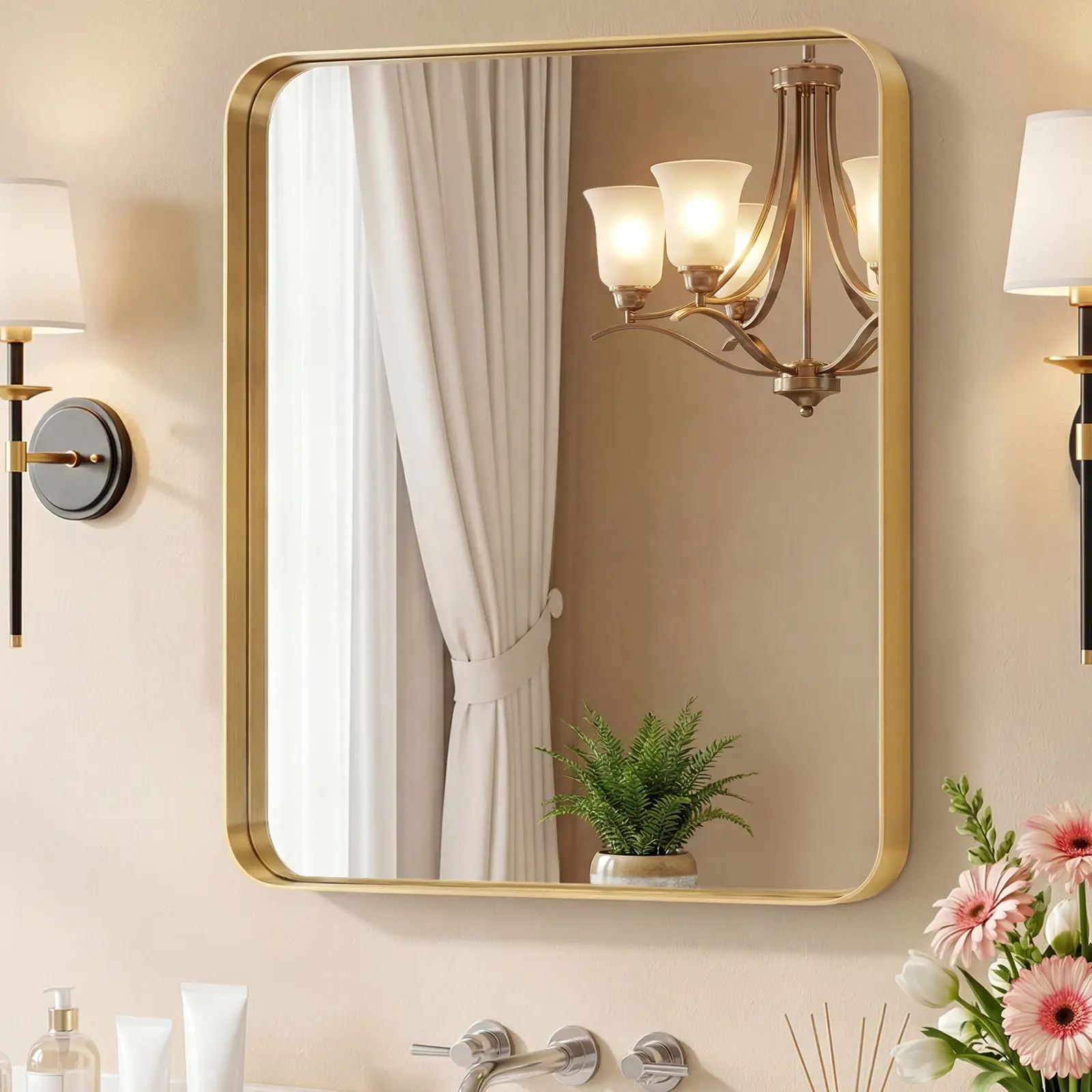Wall Mirror With Rectangular Metal Frame