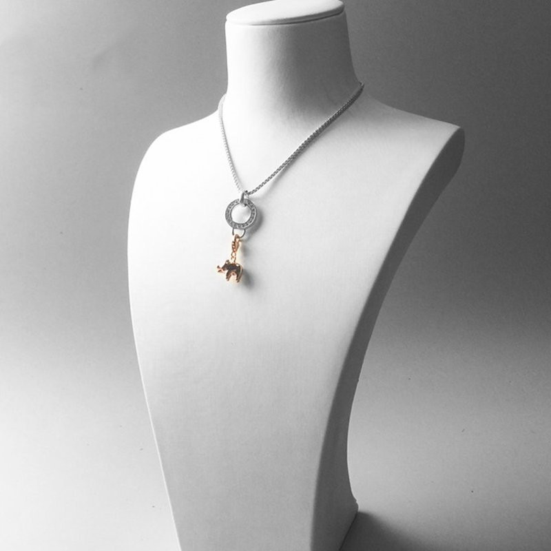 Title 1, Rose Gold Piggy Pendant With 925 Sterling Silve...