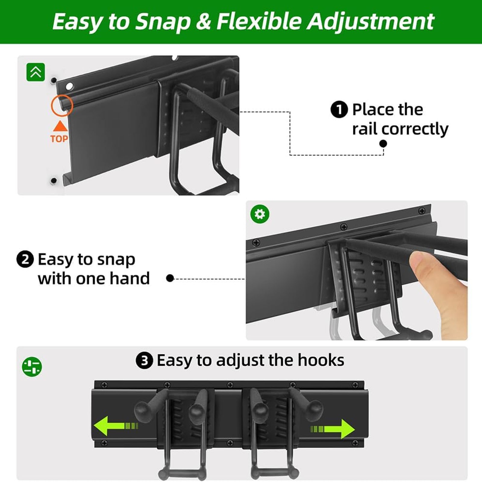 3x Garage Garden Tool Holder Storage Rack Shed Wall Mounted Organiser Long Hooks