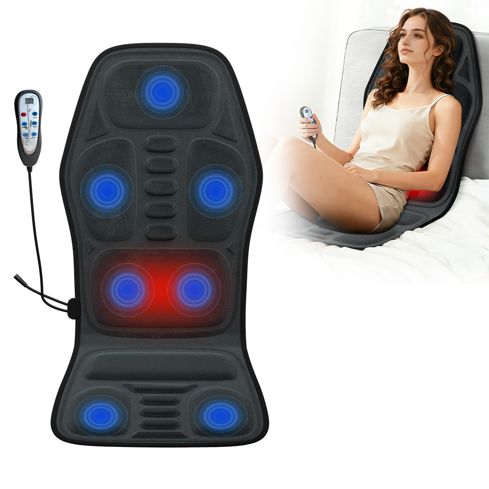 Massage Chair Pad w/ Heat 7 Vibration Motors Seat Cushion Home Office Massage
