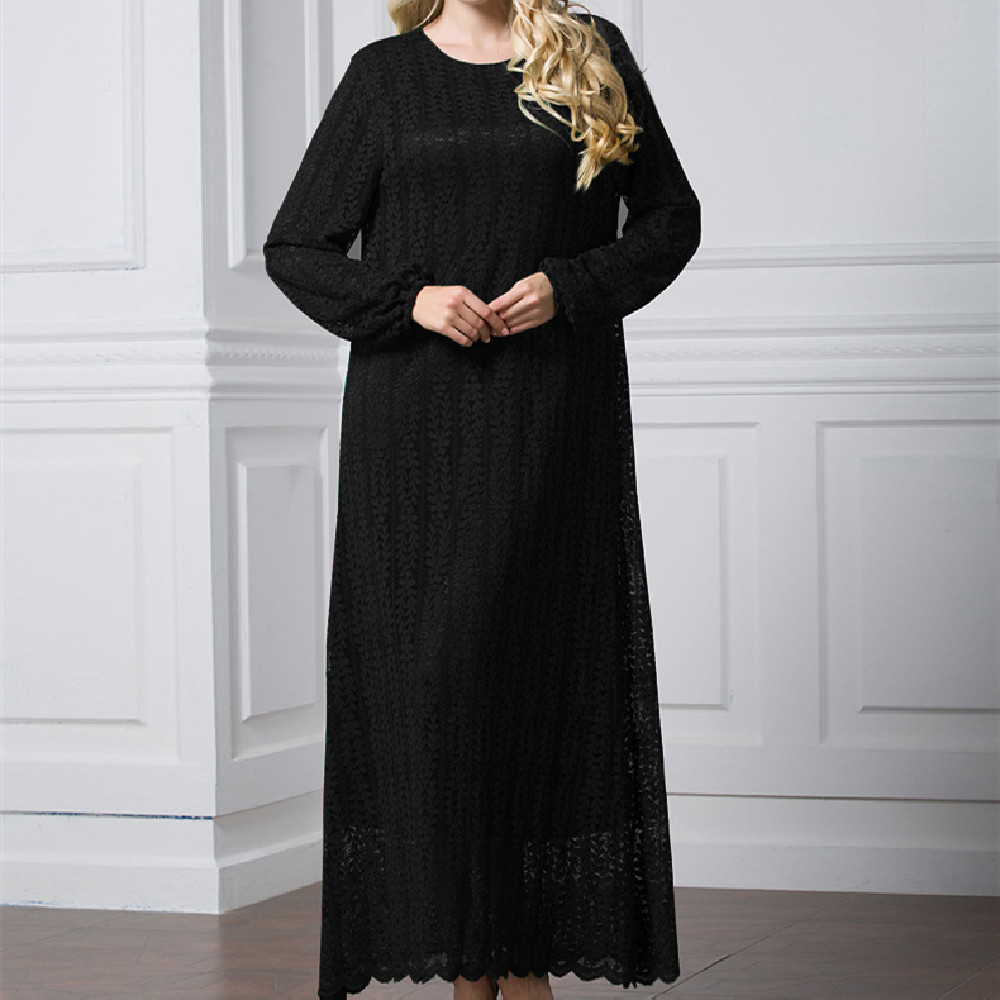 Fashion Long-sleeved Crew Neck Dress