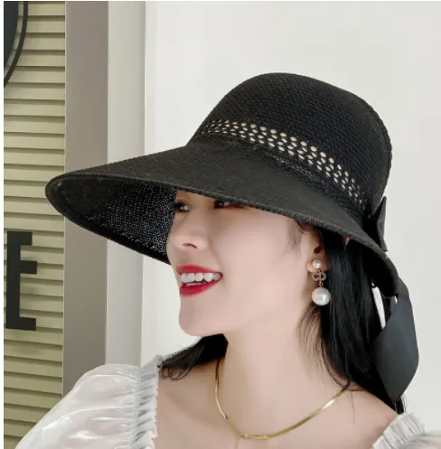 Spring Summer Casual Women's Empty Top Net Red Sun Hat Black - Shop at LoveMi