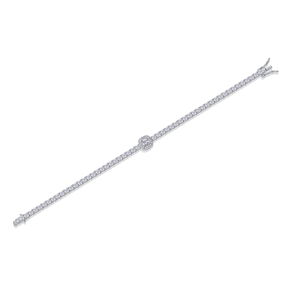 Set With Top-quality Moissanite, This Luxurious And Fashionable Light Luxury Jewelry Silver Bracelet Is Made Of S925 Silver Electroplated With Platinum - Jewelry & Watches