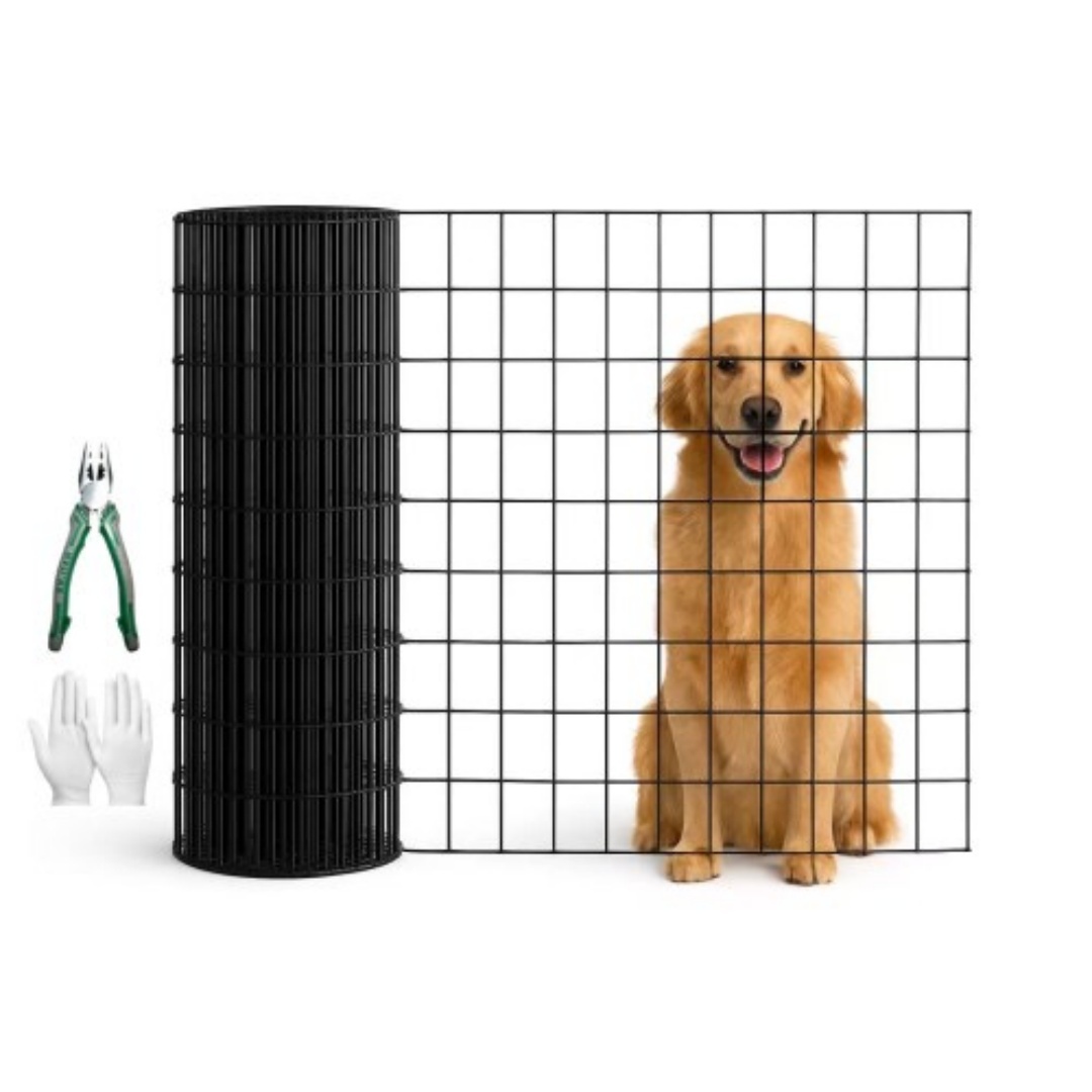 48 INCHx33 FT Black Vinyl-coated Metal Mesh, 16 Gauge 0.67 Inch Black PVC Metal Mesh, Black Welded Wire Mesh Support, Poultry Cage Protective Fence — foto 12