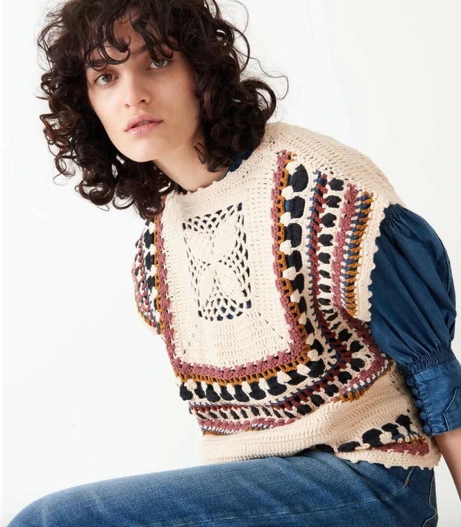 Title 6, Heavy Industry Crochet Knitted Pullover Vest Fa...