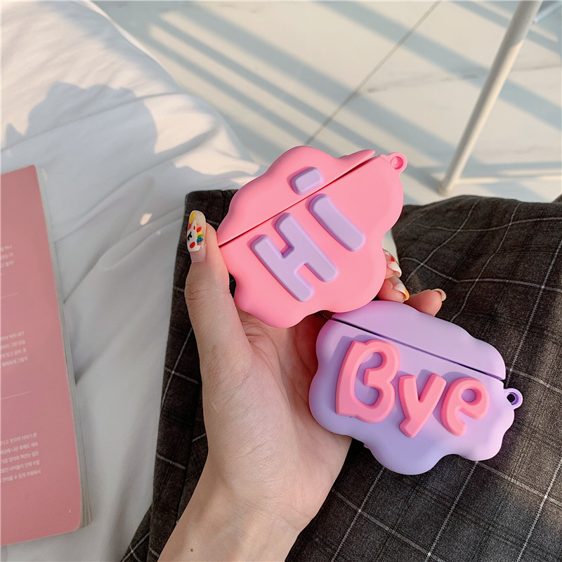 AirPod 2 Case 3D HI BYE Cloud Letter Cartoon Soft Silicone Wireless Earphone Cases For   Airpods Case Cute Cover - Image 6