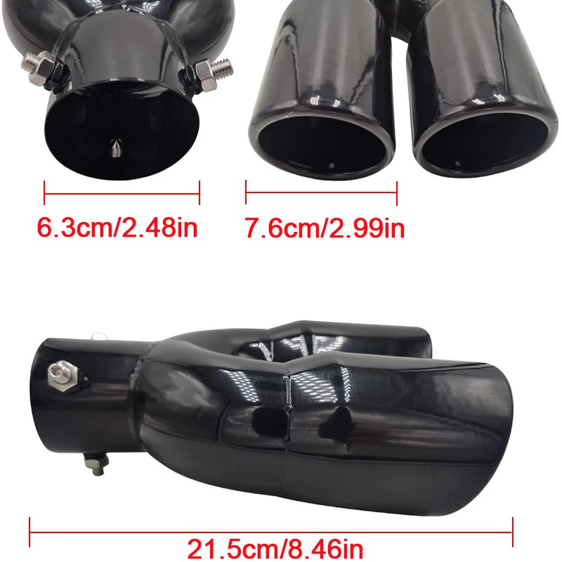 Universal Twin Dual Exhaust Trim Tip Double Muffler Pipe Black Tail 63 Mm UK