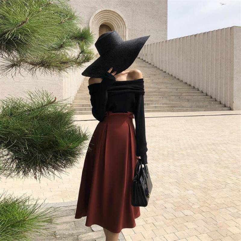 One-shoulder Sweater Large Lapel Short Temperament Top