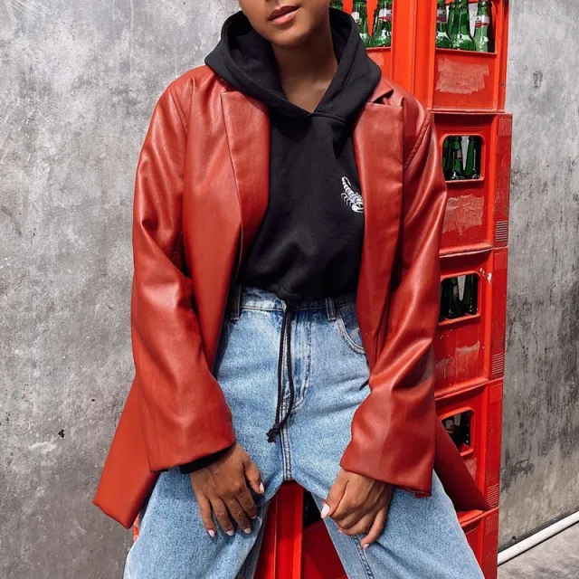Women's Casual Warm Leather Jacket Red - Shop at LoveMi