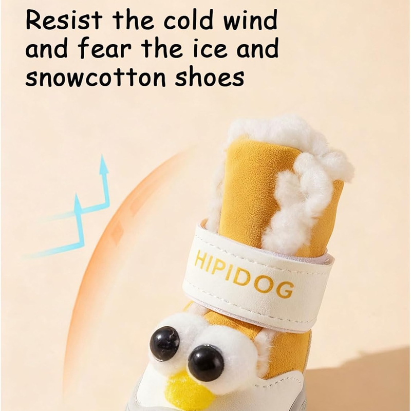 Autumn And Winter Dog Shoes, Thick And Warm Big-eyed Cotton Shoes, Anti-slip And Wear-resistant Teddy Pet Shoes For Winter Outings