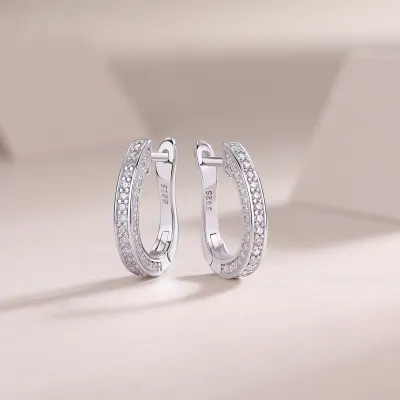1Highlight - S925 Moissanite Sterling Silver Earrings With Platinum-plated Stud Earrings, Fashionable, Trendy And Affordable Diamond Jewelry Prohibit Tk Sales