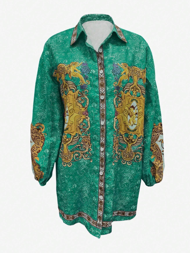Baroque Print Single Breasted Shirt