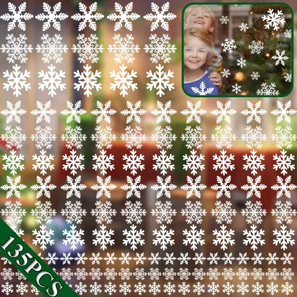 5 Sheets Christmas White Snowflakes Window Clings 3 Designs Snowflake Static 135Pcs - Shop at LoveMi