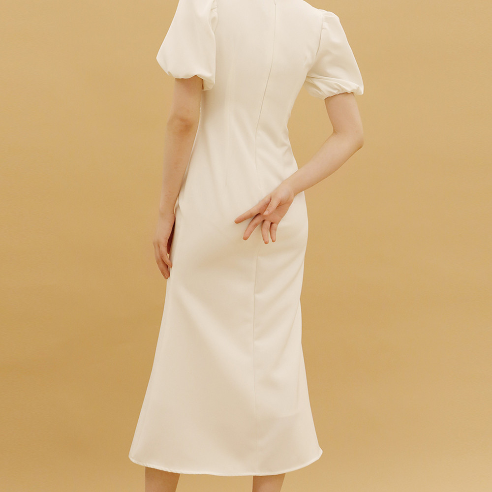 Pleated V-Neck Dress