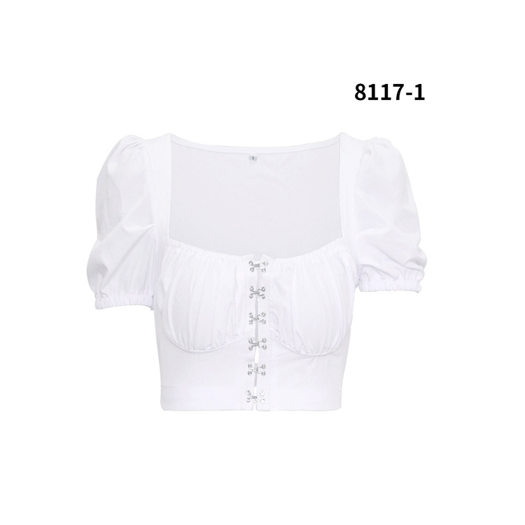 Women's Bottoming Tube Top Female Foreign Trade Puff Sleeve Square Neck Hook