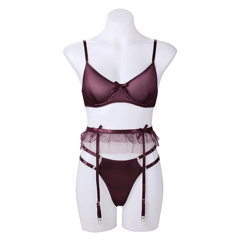 Fashion Girls Three Piece Underwear Set - Purple