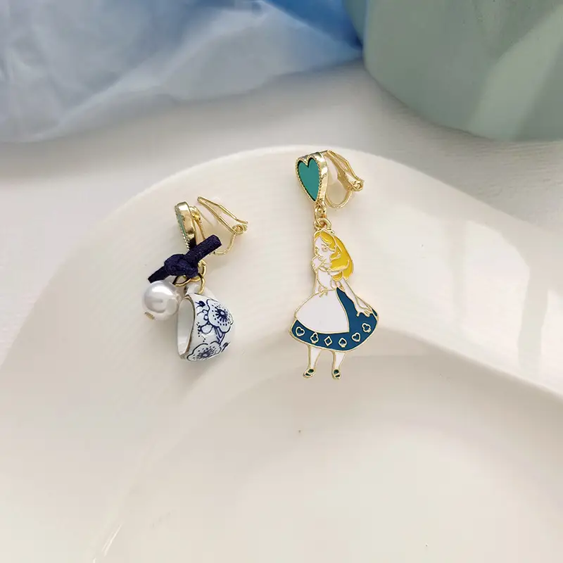 Silver Needle Fairy Princess Earrings Cute And Sweet