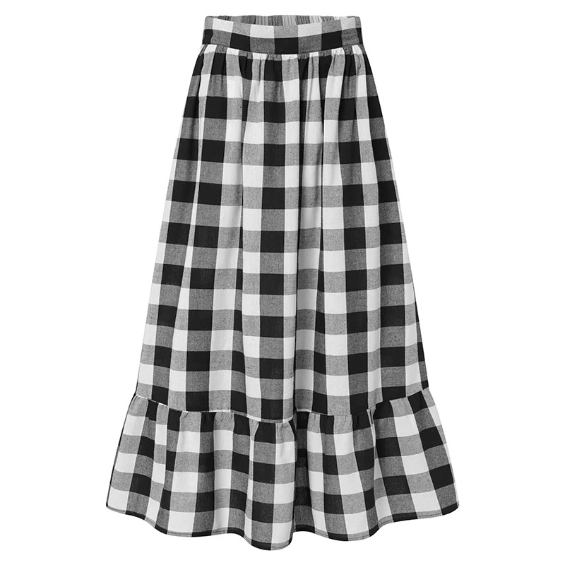 European And American Women's Plaid Print Stitching Casual Dress