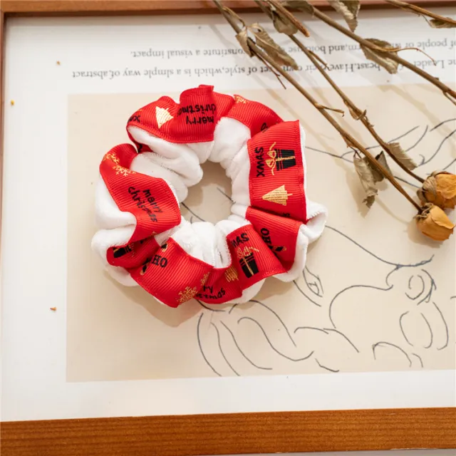 Christmas Flannel Large Intestine Ring Female Wild Tie Hair Rope White - Shop at LoveMi