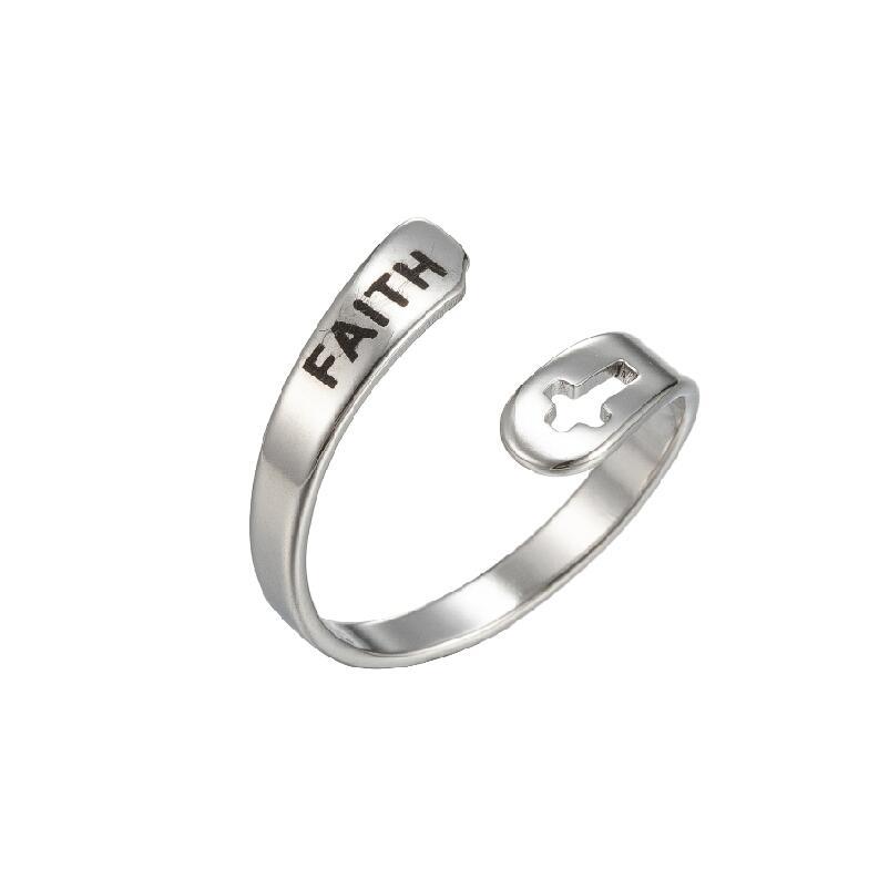 Niche Cold WindOpen Cross Geometric Love Ring