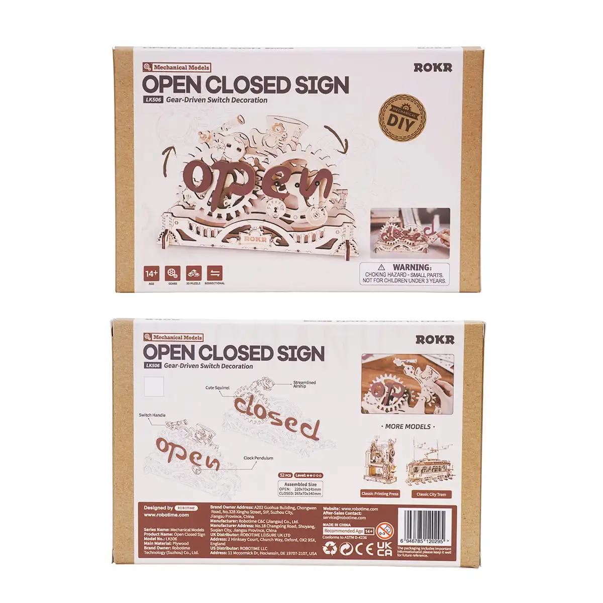 Rokr Open Closed Sign 3D Wooden Puzzle - Customer Attraction, Easy Assembly, Engaging Experience.