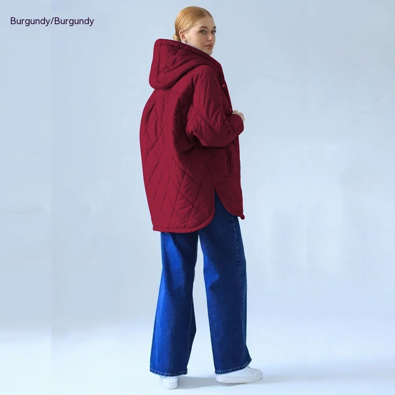 Women's Cotton padded Clothes European And American Fashion Woman Cotton Dress Coat Wine - Shop at LoveMi