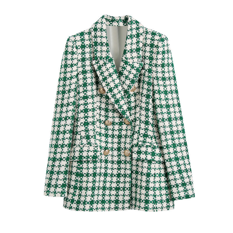 Fashionable Lapel Double Breasted Green Blazer
