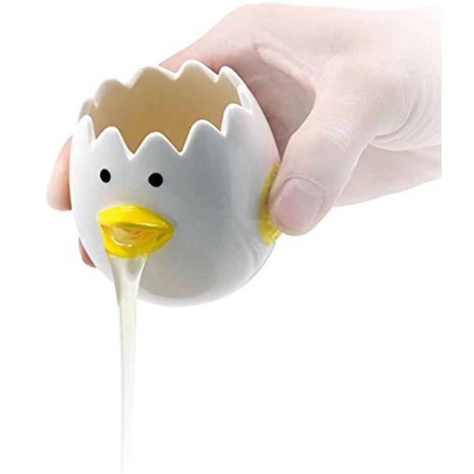 LuoCoCo Novelty Ceramic Chicken Egg Yolk Separator  Cute Vomiting Egg White Filter & Baking Tool Yellow