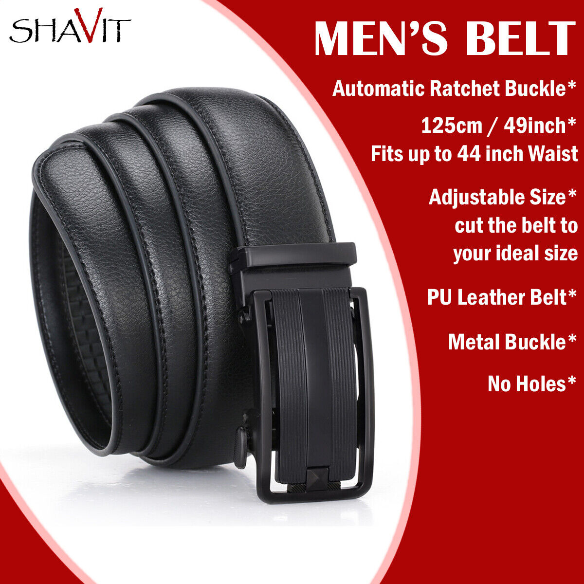 Ratchet Leather Belt with Slide Buckle for Men. USPS First Class Package 2 Day Handling , 2-5 Day Shipping. Microfiber PU Leather Ratchet Belt Belts For Men Adjustable Size with Automatic Slide Buckle No Holes by KT Deals. Ratchet Closure - made of high q