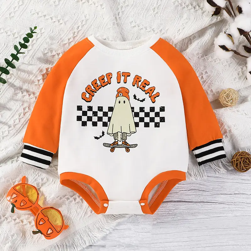 Infant Toddler Long Sleeve Round Neck Jumpsuit Triangle Ha Halloween