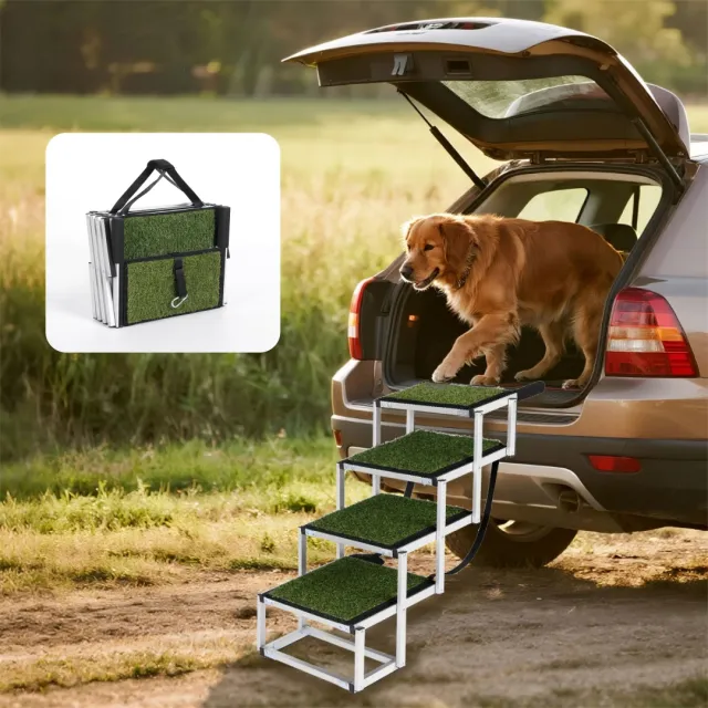 Foldable Dog Ramp For Cars, SUVs, Trucks, Portable Pet Dog Stairs For Large Dogs With Non Slip Surface Reinforced Design, Lightweight Yet Sturdy Su... Green - Shop at LoveMi