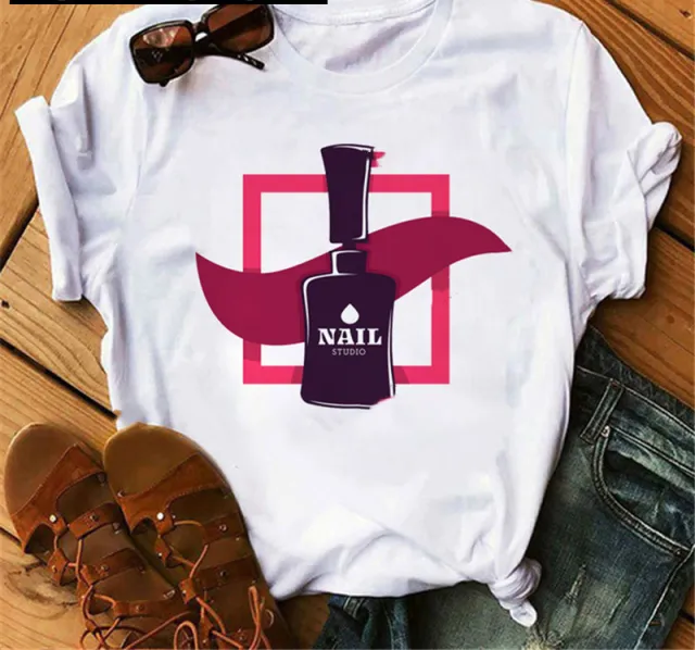 Collar Loose Fashion Casual Ladies T Shirt Short Sleeve 32501White - Shop at LoveMi