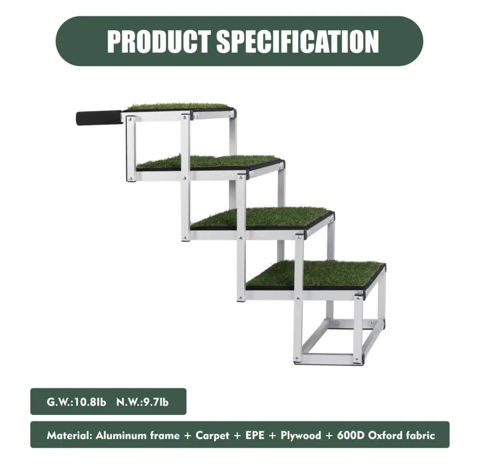 Foldable Dog Ramp For Cars, SUVs, Trucks, Portable Pet Dog Stairs For Large Dogs With Non-Slip Surface & Reinforced Design, Lightweight Yet Sturdy Supports Up T