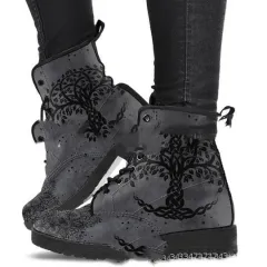 Digital Printed Autumn And Winter Women's High-top Skull Pattern Martin Boots - Fortune Tree-39 - View 1