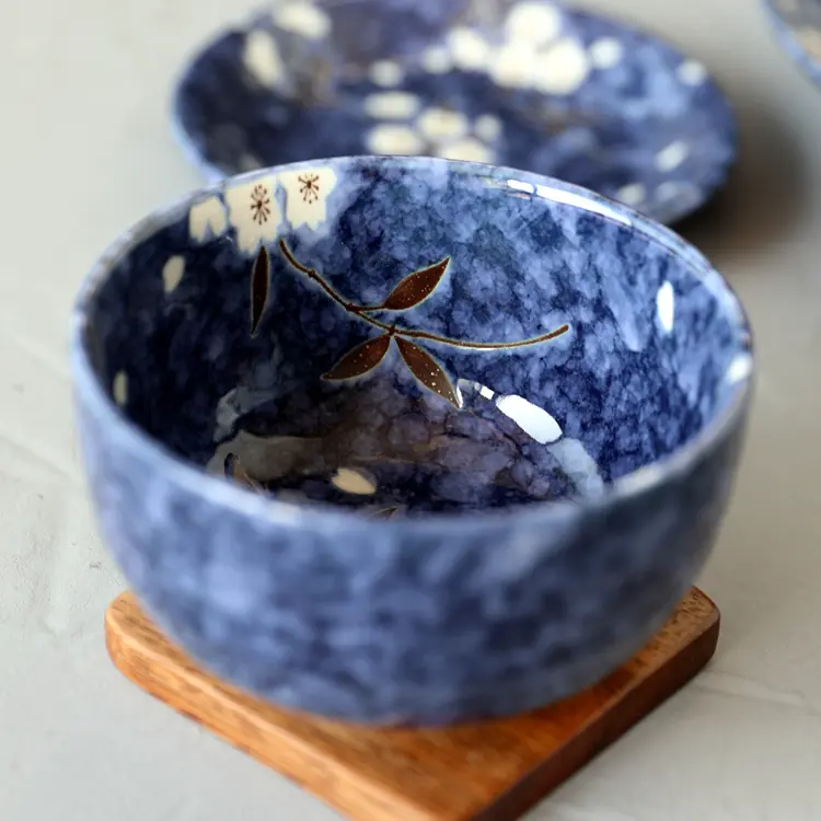 Blue Painted Into Cherry Blossom Multi-use Bowl Rice Porridge