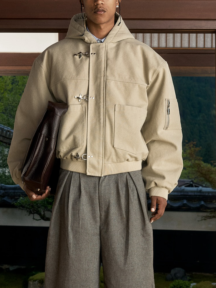 $34.40 Beige Duffle Coat With Hood And Toggle Closure