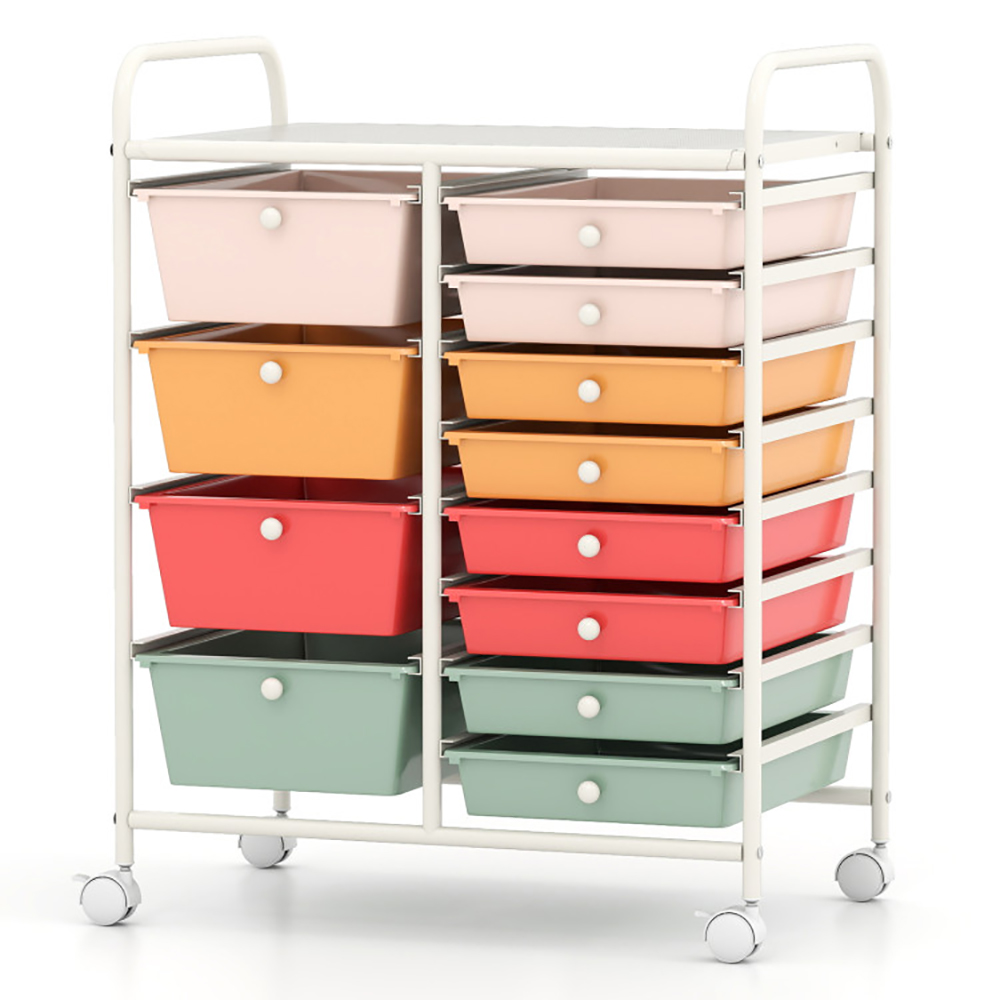 12-Drawer Utility Rolling Cart With Drawers Multi-Use Storage_voghion.com