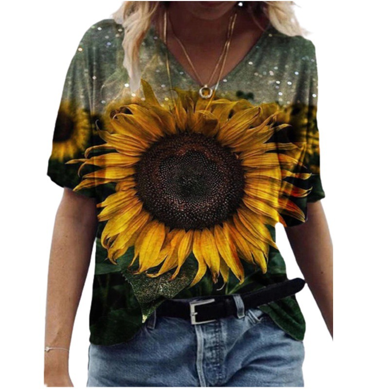 Title 4, Floral Oil Painting Print T-shirt