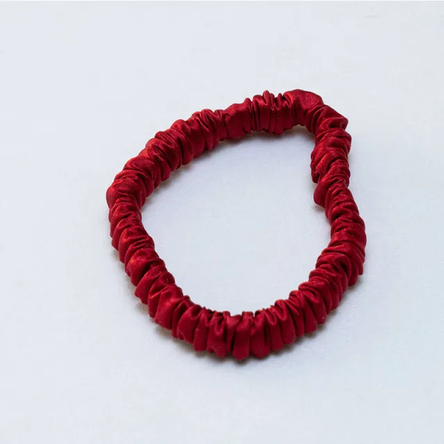 Silk Large Intestine Small Intestine Hair Tie Silk Silk Hair Rope Wine Red - Shop at LoveMi