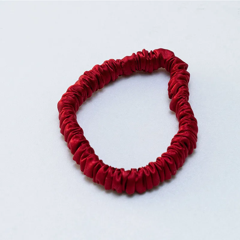 Silk Large Intestine Small Intestine Hair Tie Silk Silk Hair Rope - Wine Red