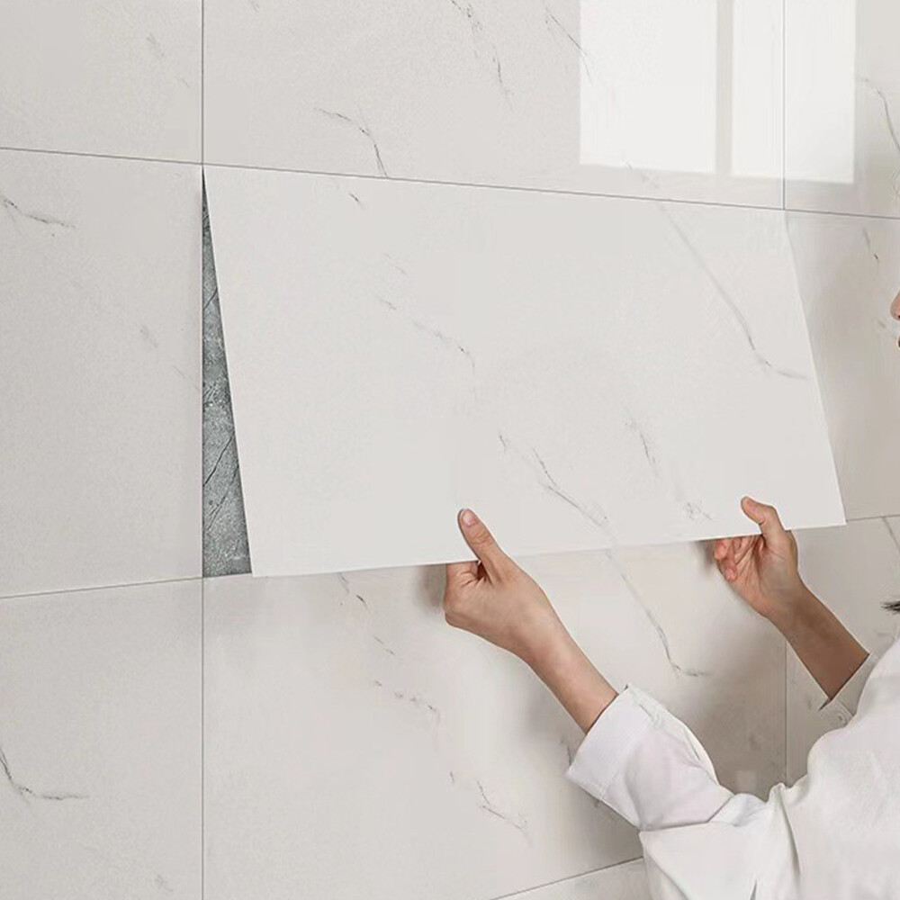 12X PVC Marble Tiles Wall Sticker Self-Adhesive Stick Kitchen Bathroom Decor 2