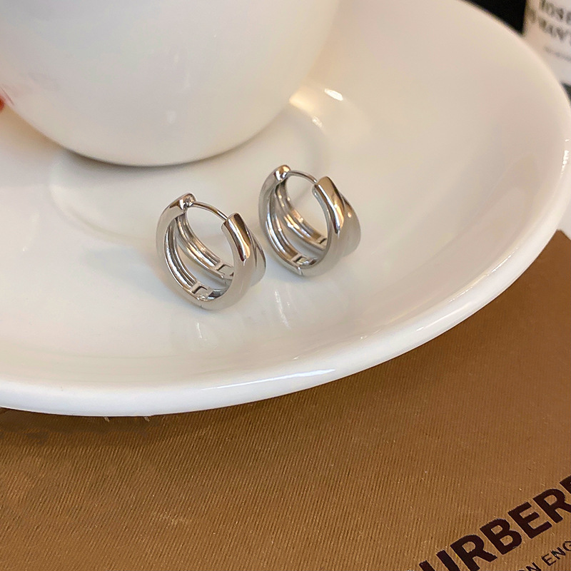 Real Gold Plating Double-layer C-shaped Earring Fashion