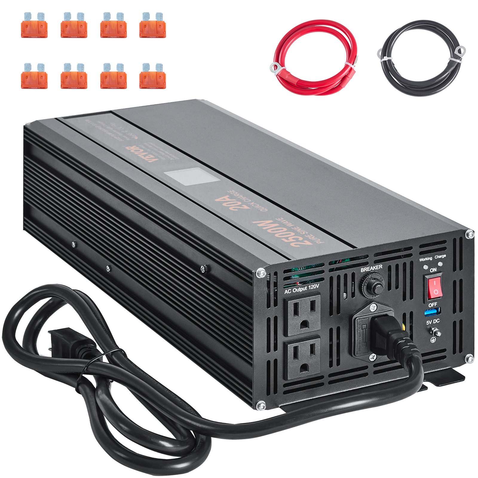 VEVOR 2500W Sump Pump Battery Backup System, LCD Display, Auto Switches To Battery Inverter Power For…