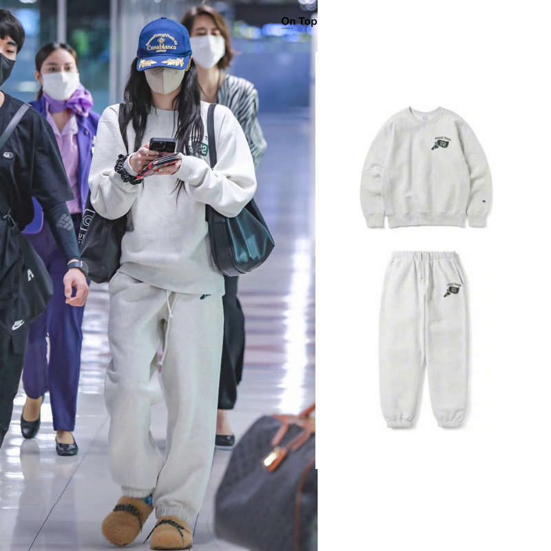 Title 3, Completo hoodie e pantaloni casual coreano grig...