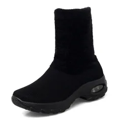 Lightweight Tall And Velvet Warm Snow Boots - Black - View 1