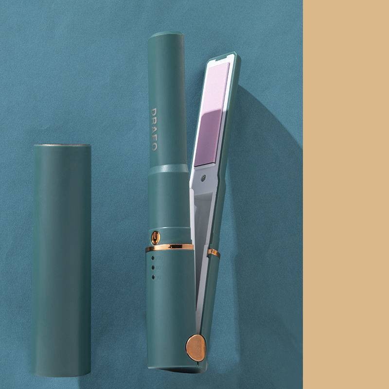 Portable USB Charging Curling Stick Straight Curling Dual purpose Small Splint Dark Night Green - Shop at LoveMi